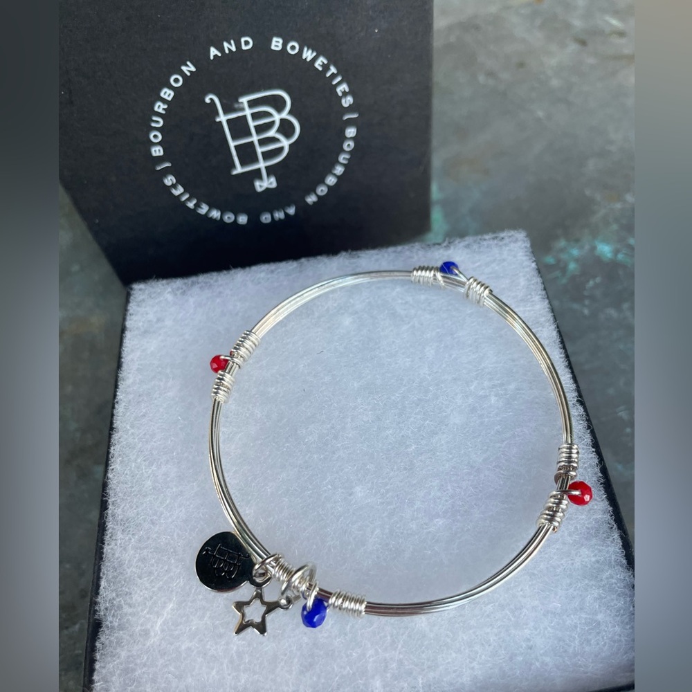 Bourbon and Boweties red blue star bead bracelet